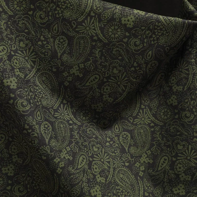 Tissu canevas de coton demi-natté | Paisley | Marine et vert olive
