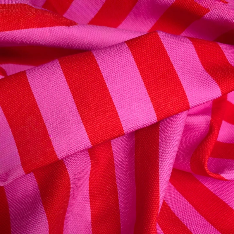 Canevas 100 % coton | Rayures Cherry Pop | Rouge et rose | Exclusivité Les Tissées