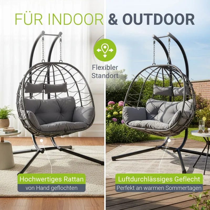 Fauteuil suspendu double en résine tressée Aria