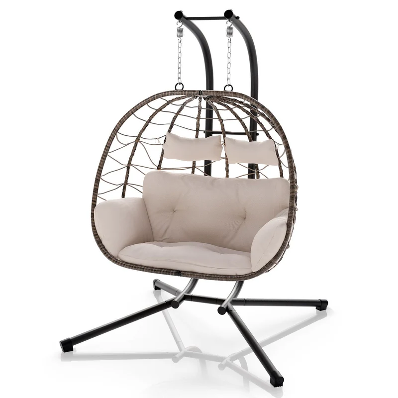 Fauteuil suspendu double en résine tressée Aria