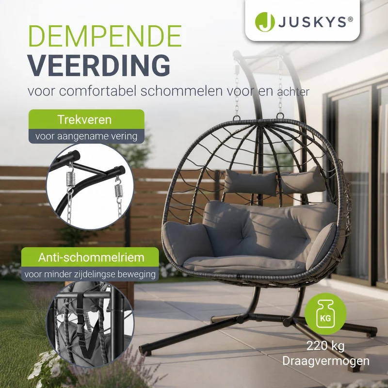 Fauteuil suspendu double en résine tressée Aria