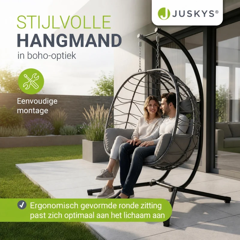 Fauteuil suspendu double en résine tressée Aria