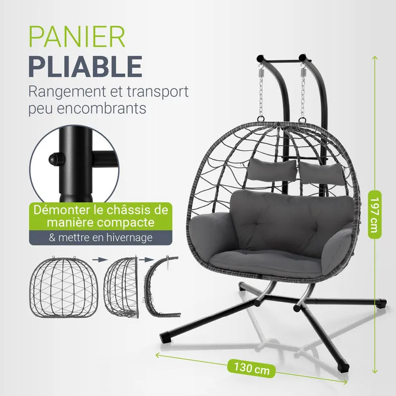 Fauteuil suspendu double en résine tressée Aria