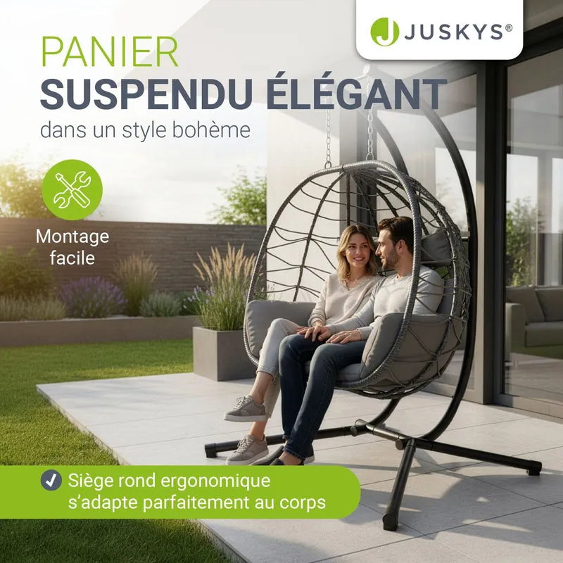Fauteuil suspendu double en résine tressée Aria