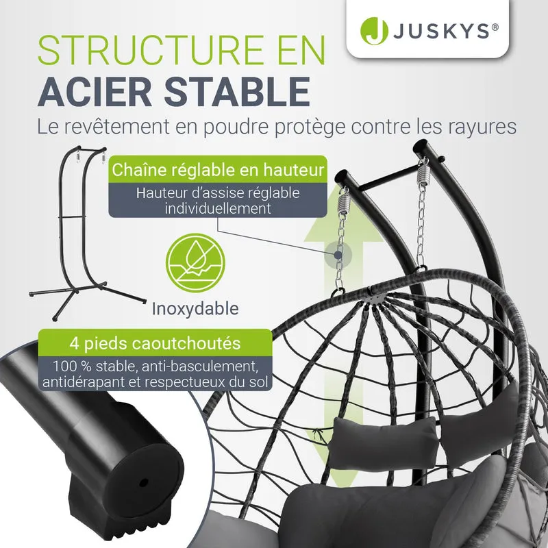 Fauteuil suspendu double en résine tressée Aria