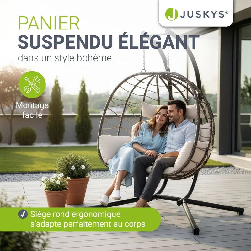Fauteuil suspendu double en résine tressée Aria