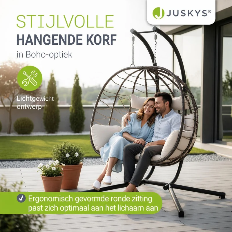 Fauteuil suspendu double en résine tressée Aria