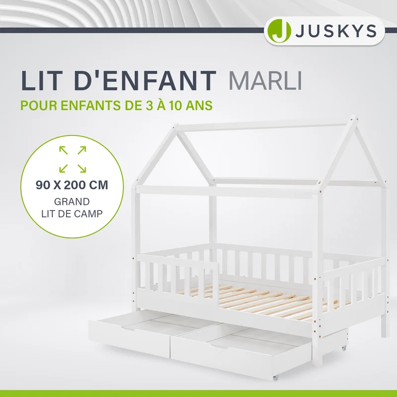 Lit enfant Marli 90 x 200 cm avec sommier
