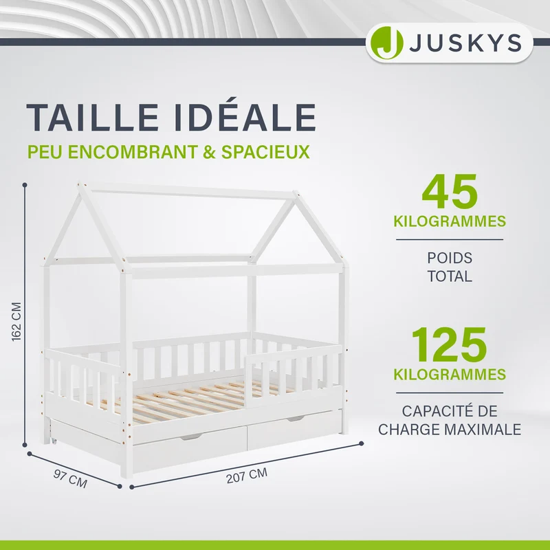 Lit enfant Marli 90 x 200 cm avec sommier