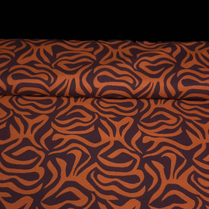 Canevas de coton imprimé abstrait | Caramel et cacao | Oeko-Tex