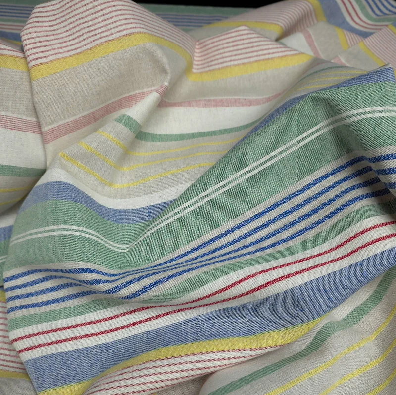 Canevas de coton Recyclé Tissé Teint | Rayures Nautiques | Multicolore | Katia Fabrics