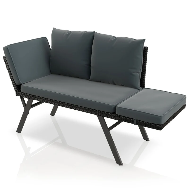 Banc de jardin 2en1 en résine tressée Calvia