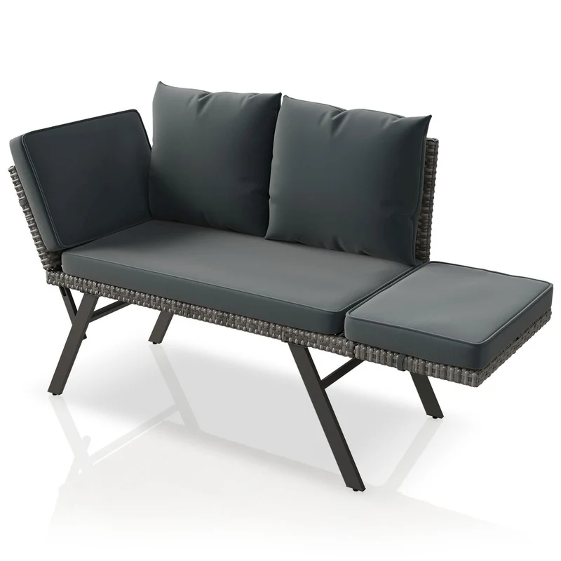 Banc de jardin 2en1 en résine tressée Calvia