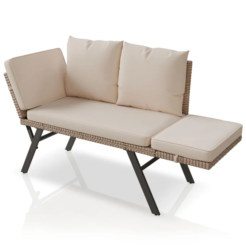 Banc de jardin 2en1 en résine tressée Calvia