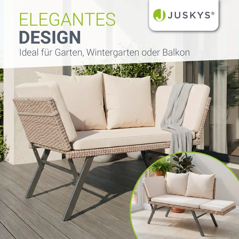 Banc de jardin 2en1 en résine tressée Calvia