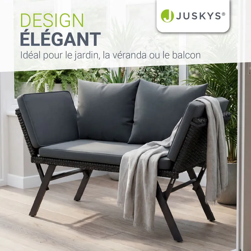 Banc de jardin 2en1 en résine tressée Calvia