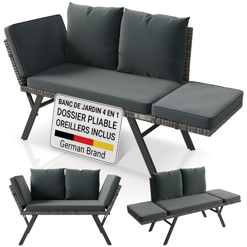 Banc de jardin 2en1 en résine tressée Calvia