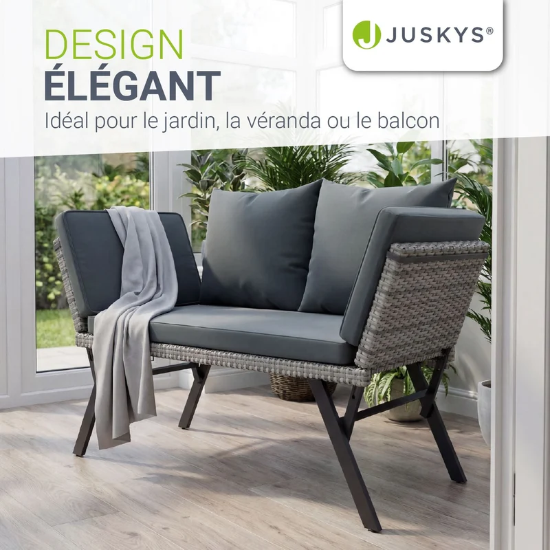 Banc de jardin 2en1 en résine tressée Calvia