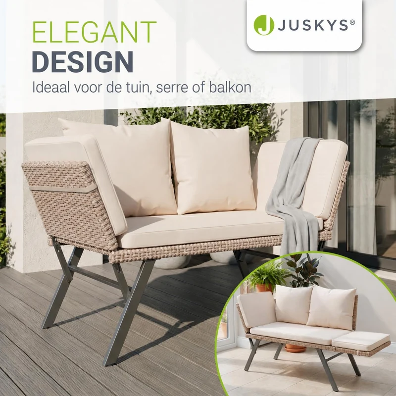 Banc de jardin 2en1 en résine tressée Calvia