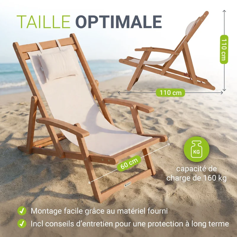 Transat de plage pliant Tavira