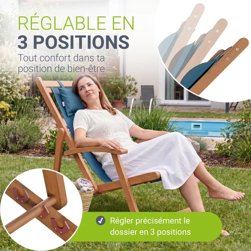 Transat de plage pliant Tavira