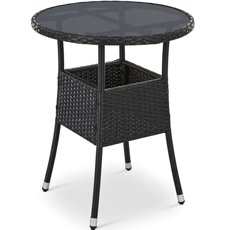 Table de jardin ronde en résine tressée Yoro