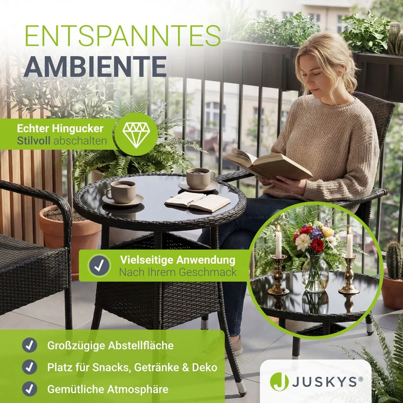 Table de jardin ronde en résine tressée Yoro