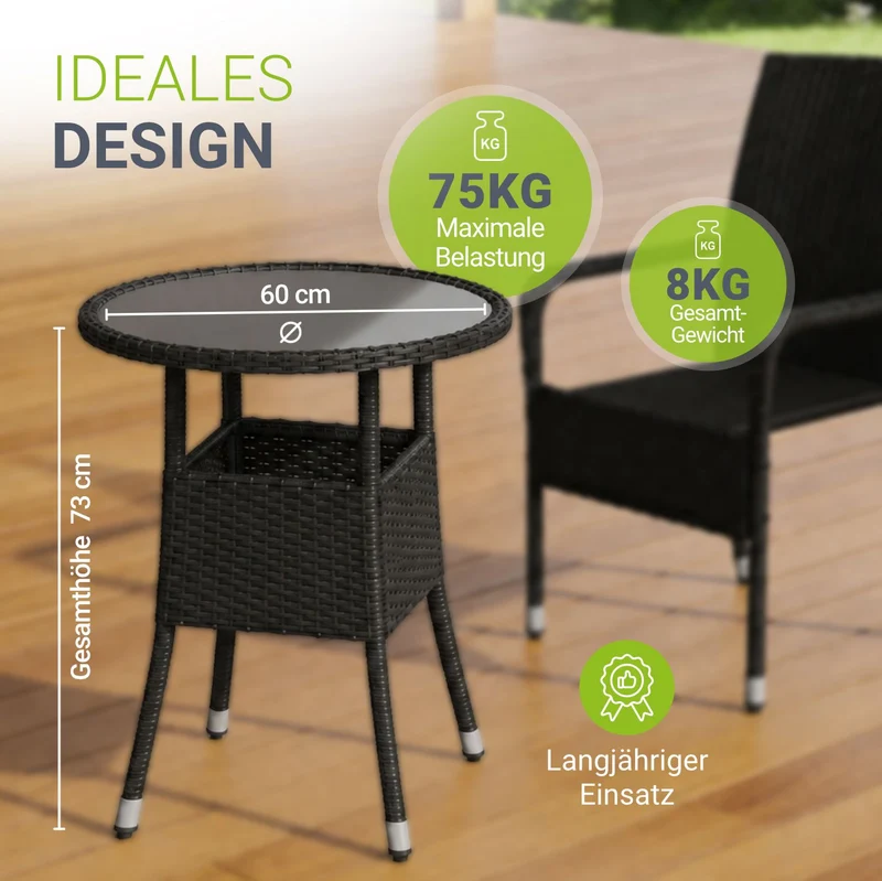 Table de jardin ronde en résine tressée Yoro