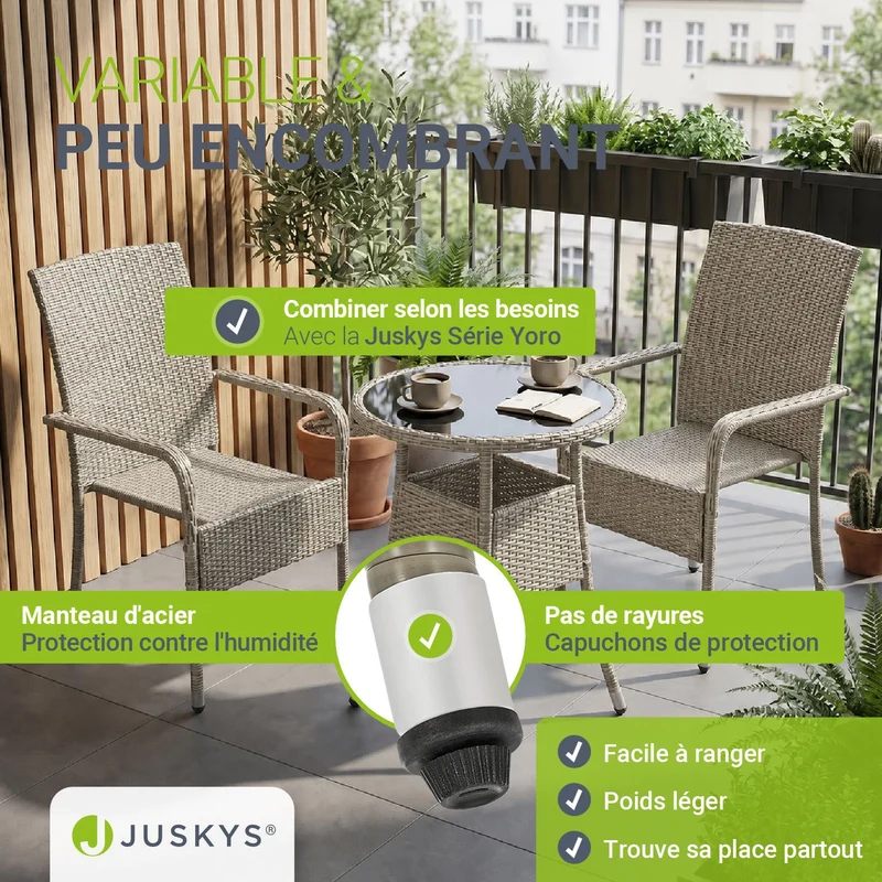 Table de jardin ronde en résine tressée Yoro