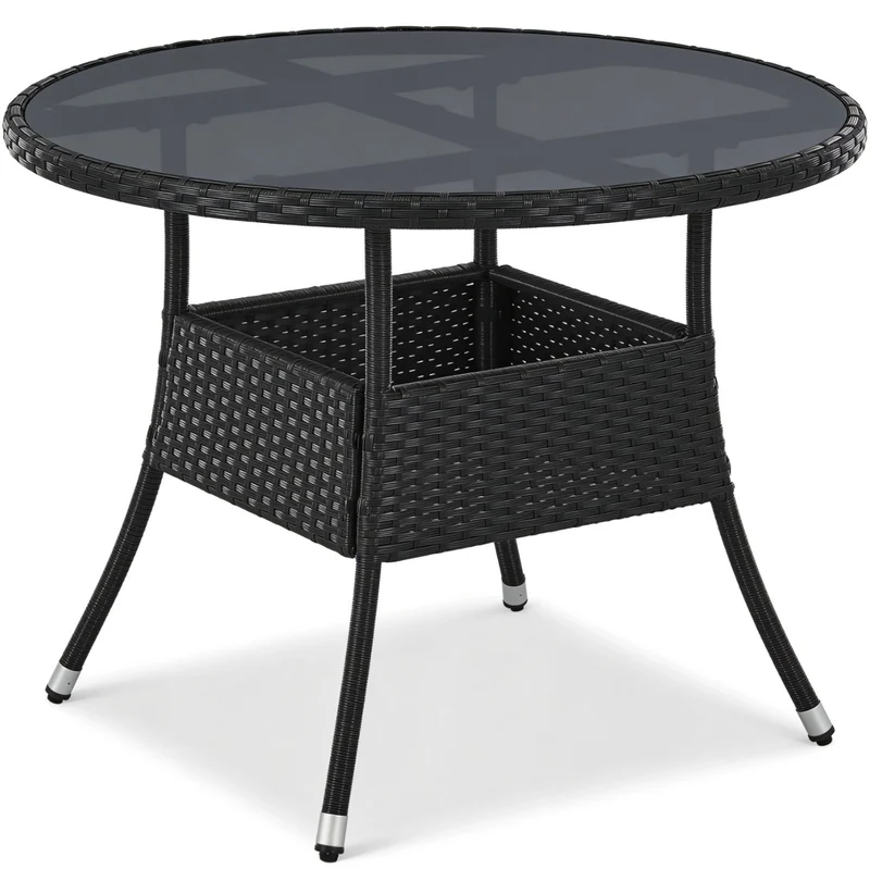 Table de jardin ronde en résine tressée Yoro