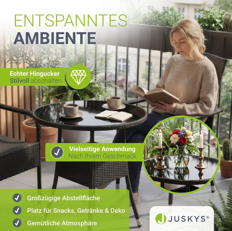 Table de jardin ronde en résine tressée Yoro