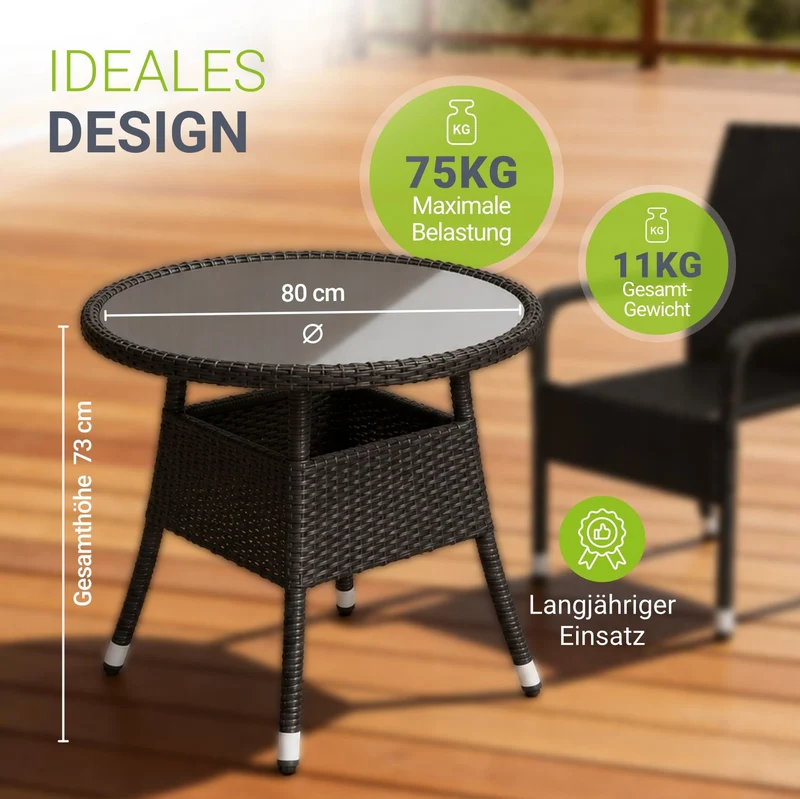 Table de jardin ronde en résine tressée Yoro