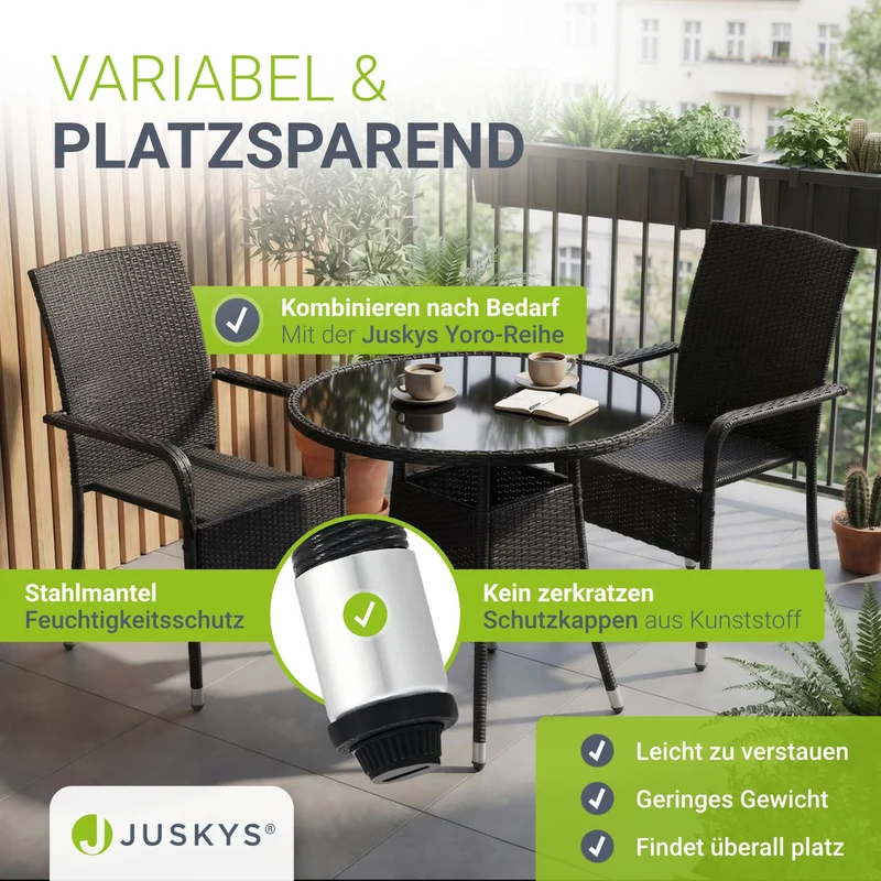 Table de jardin ronde en résine tressée Yoro