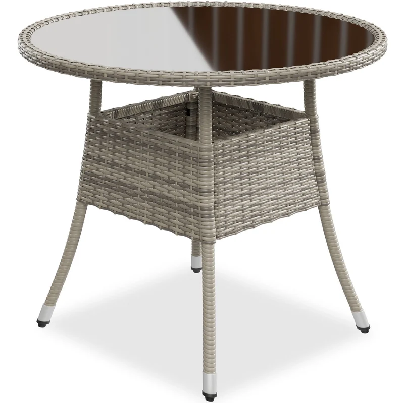 Table de jardin ronde en résine tressée Yoro