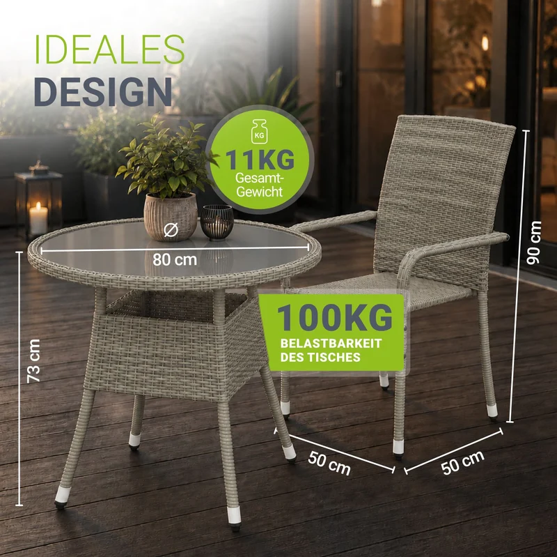 Table de jardin ronde en résine tressée Yoro