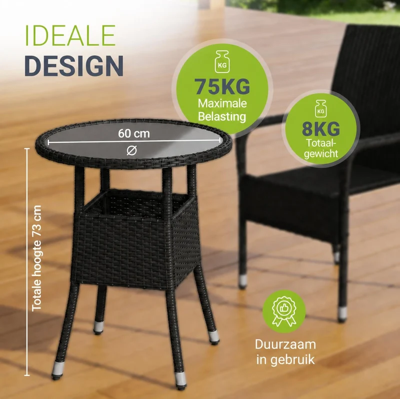 Table de jardin ronde en résine tressée Yoro