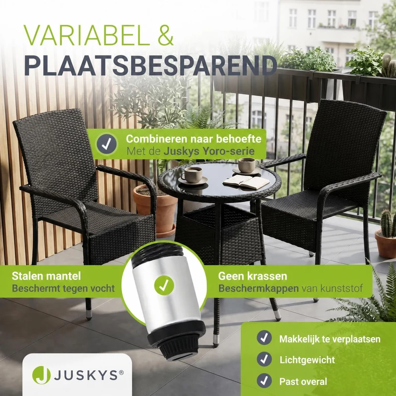 Table de jardin ronde en résine tressée Yoro