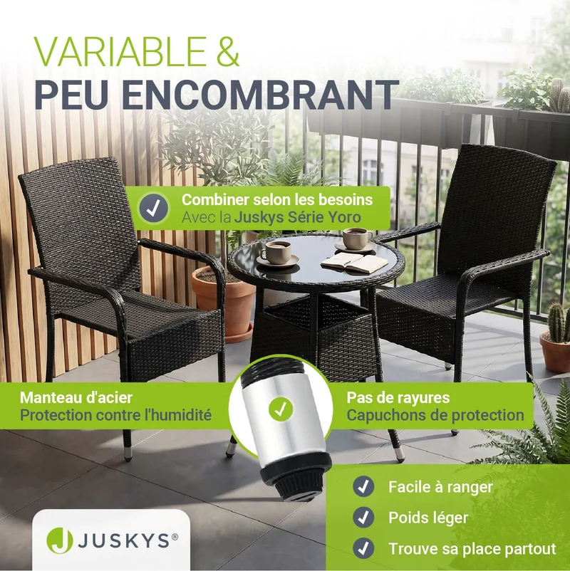 Table de jardin ronde en résine tressée Yoro