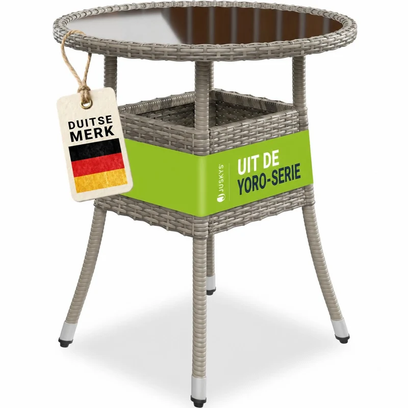 Table de jardin ronde en résine tressée Yoro