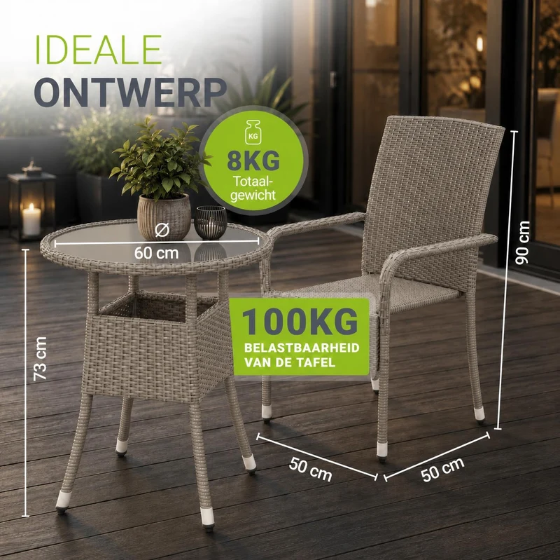 Table de jardin ronde en résine tressée Yoro