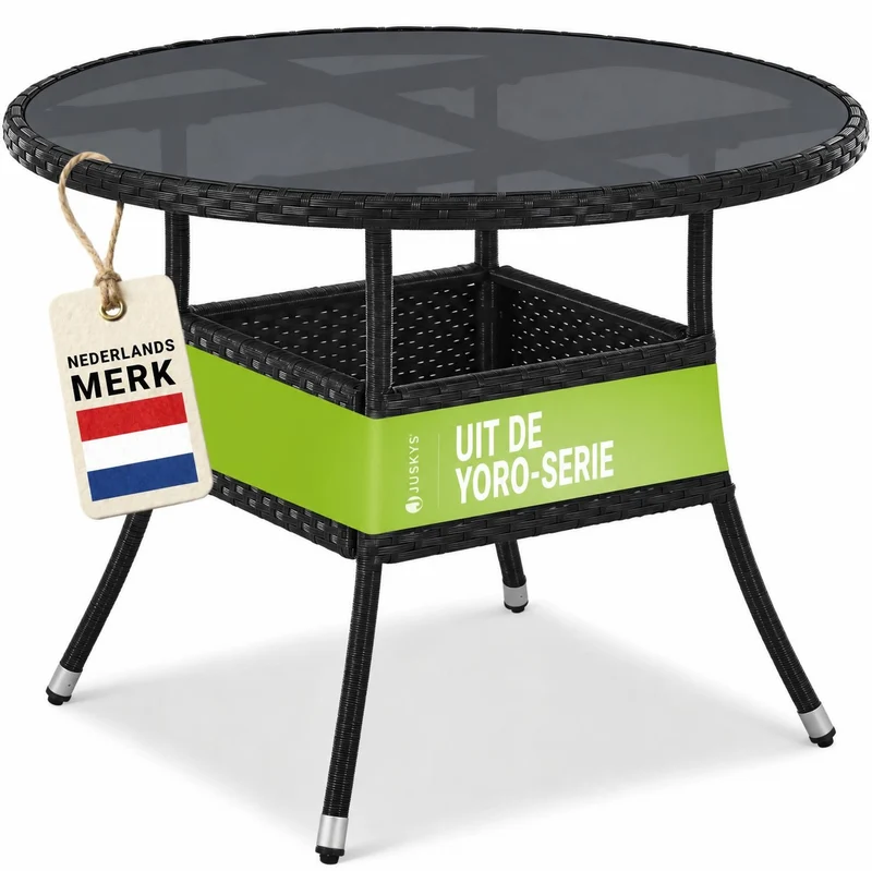Table de jardin ronde en résine tressée Yoro