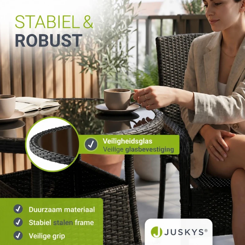 Table de jardin ronde en résine tressée Yoro