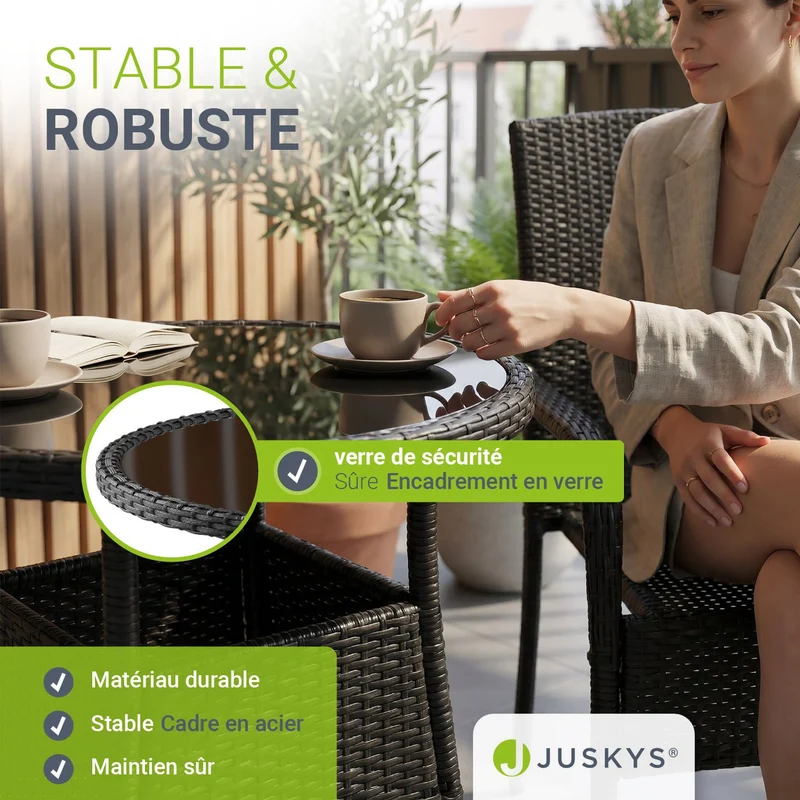 Table de jardin ronde en résine tressée Yoro