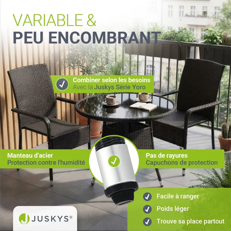 Table de jardin ronde en résine tressée Yoro