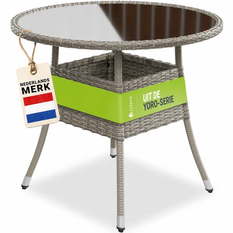 Table de jardin ronde en résine tressée Yoro
