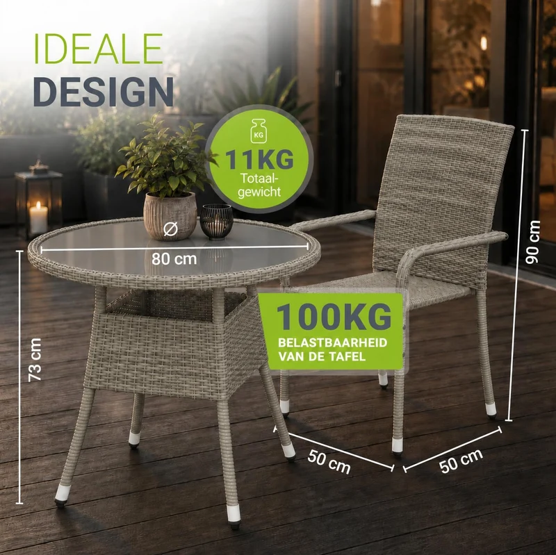 Table de jardin ronde en résine tressée Yoro