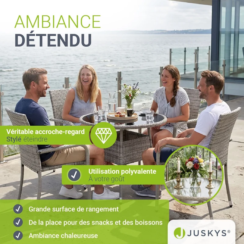 Table de jardin ronde en résine tressée Yoro