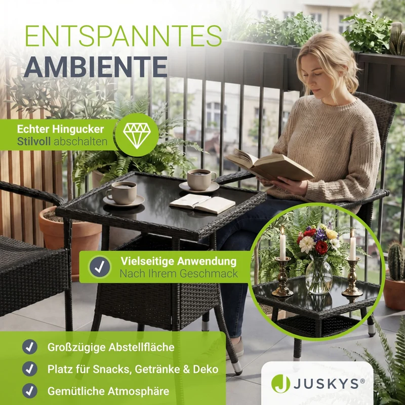 Table de jardin carrée en résine tressée Yoro