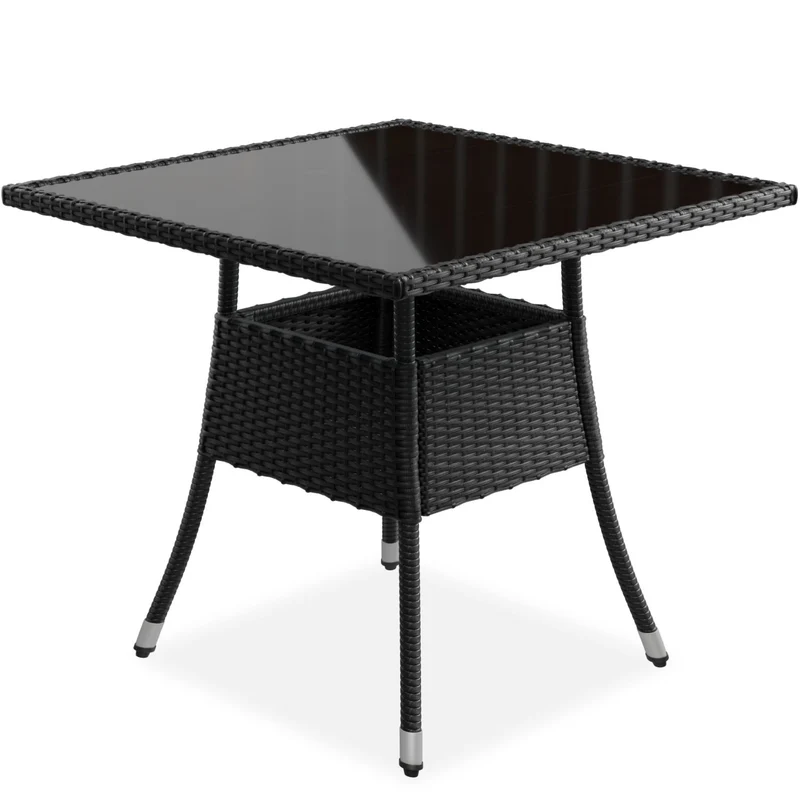 Table de jardin carrée en résine tressée Yoro