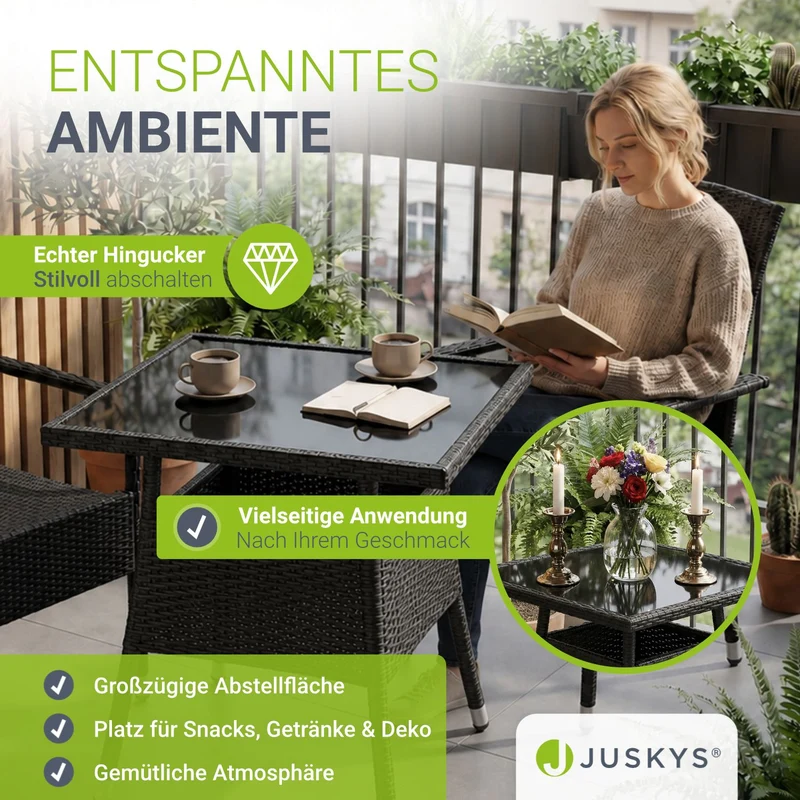 Table de jardin carrée en résine tressée Yoro
